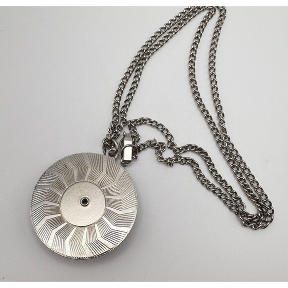 Faux Turquoise Floral Pendant Necklace Silver Tone Flower Power Southwestern - Picture 2 of 6